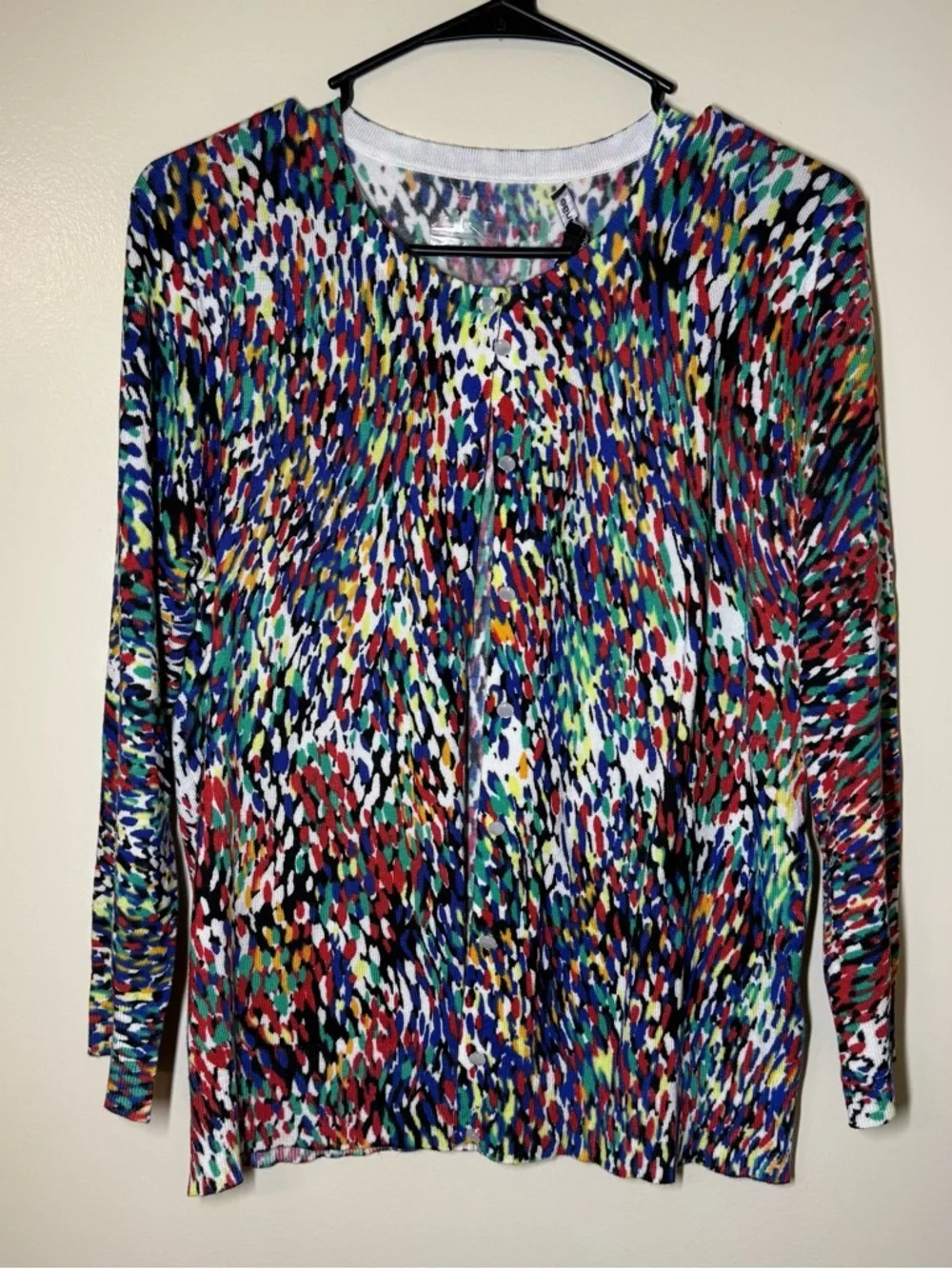 Cable & Gauge Multicolor Abstract Lightweight Button Up‎ Cardigan